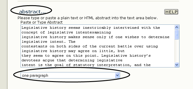 Abstract text
	  submission box